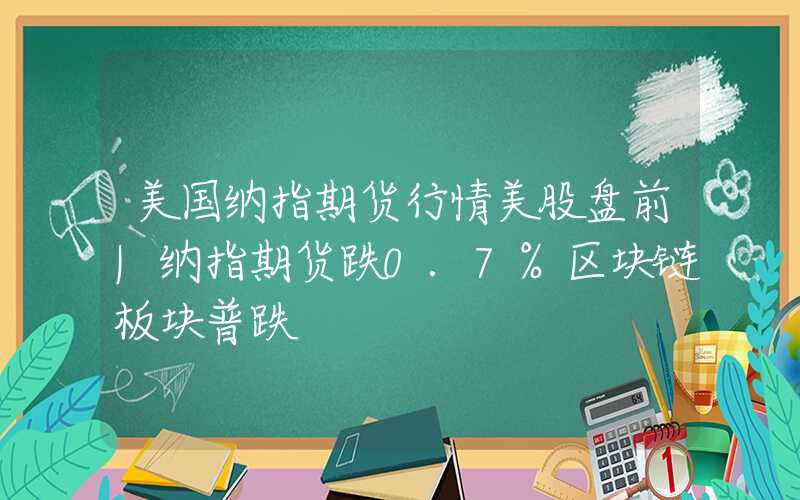 美国纳指期货行情美股盘前|纳指期货跌0.7%区块链板块普跌