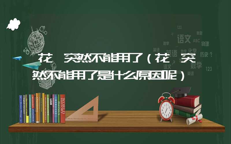 花呗突然不能用了（花呗突然不能用了是什么原因呢）