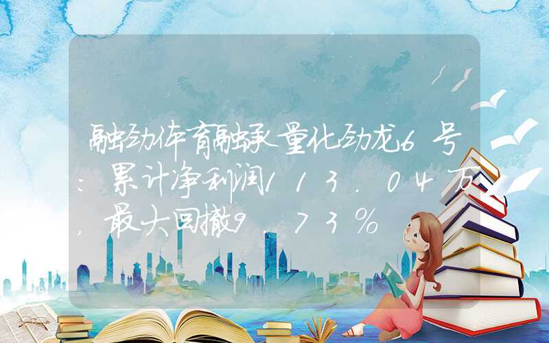 融劲体育融承量化劲龙6号：累计净利润113.04万，最大回撤9.73%