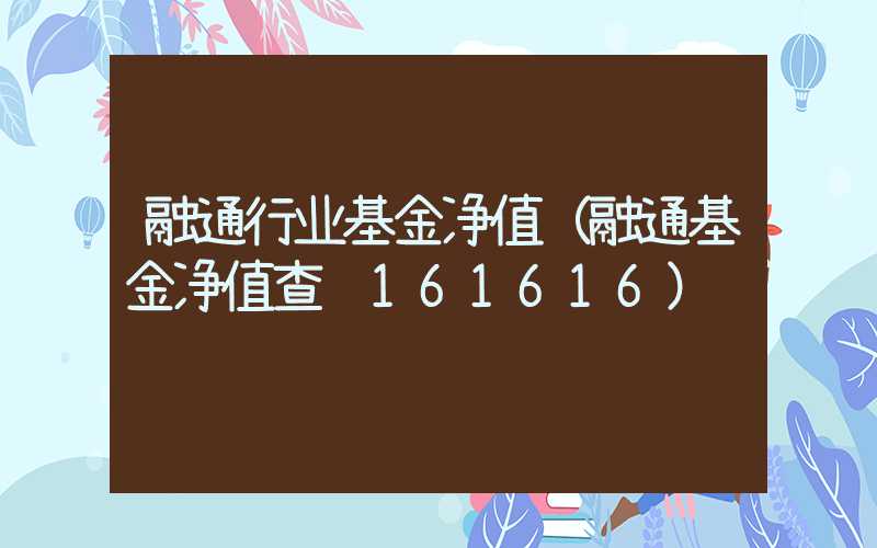 融通行业基金净值（融通基金净值查询161616）