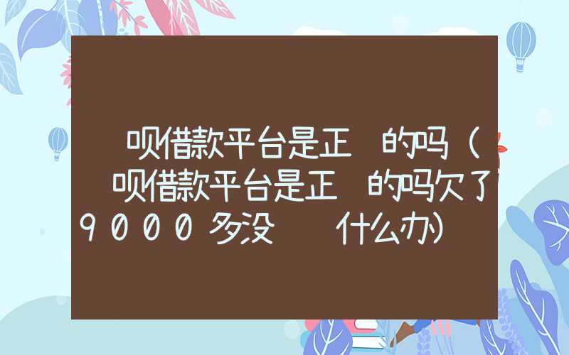 还呗借款平台是正规的吗（还呗借款平台是正规的吗欠了9000多没钱还什么办）