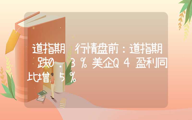 道指期货行情盘前：道指期货跌0.3%美企Q4盈利同比增长5%