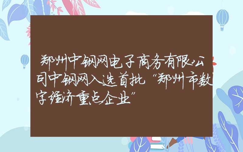 郑州中钢网电子商务有限公司中钢网入选首批“郑州市数字经济重点企业”