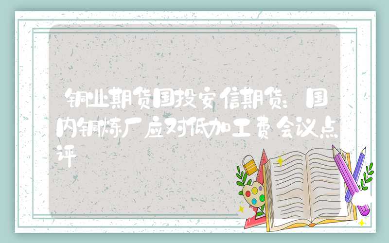 铜业期货国投安信期货：国内铜炼厂应对低加工费会议点评