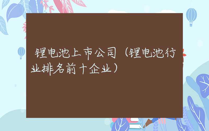 锂电池上市公司（锂电池行业排名前十企业）