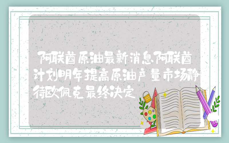 阿联酋原油最新消息阿联酋计划明年提高原油产量市场静待欧佩克最终决定