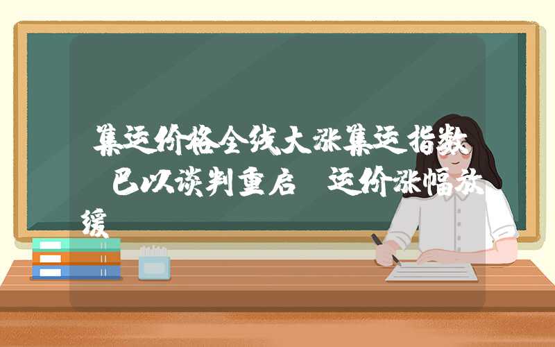 集运价格全线大涨集运指数：巴以谈判重启，运价涨幅放缓