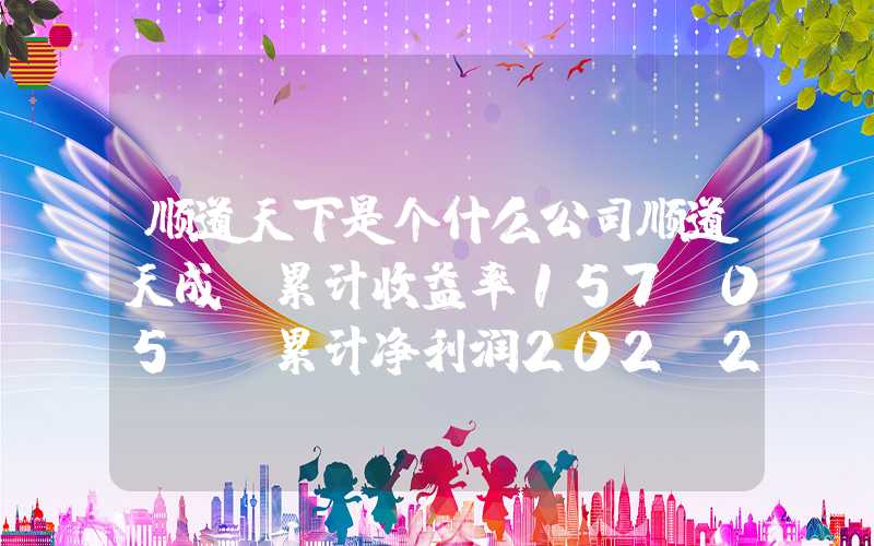 顺道天下是个什么公司顺道天成：累计收益率157.05%，累计净利润202.23万