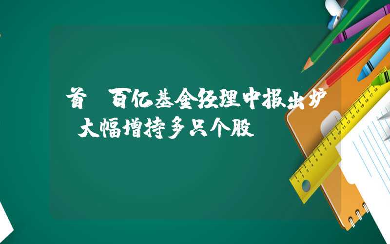 首份百亿基金经理中报出炉 大幅增持多只个股