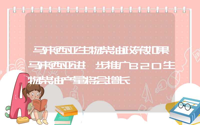 马来西亚生物柴油政策如果马来西亚进一步推广B20生物柴油产量将会增长