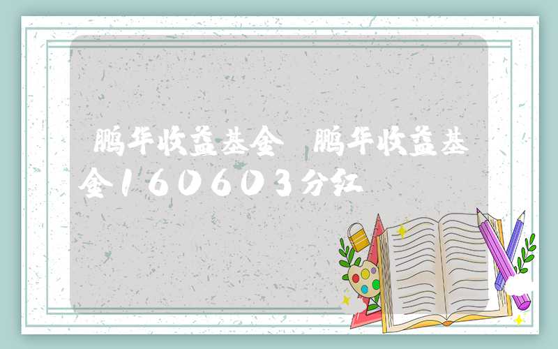 鹏华收益基金（鹏华收益基金160603分红）