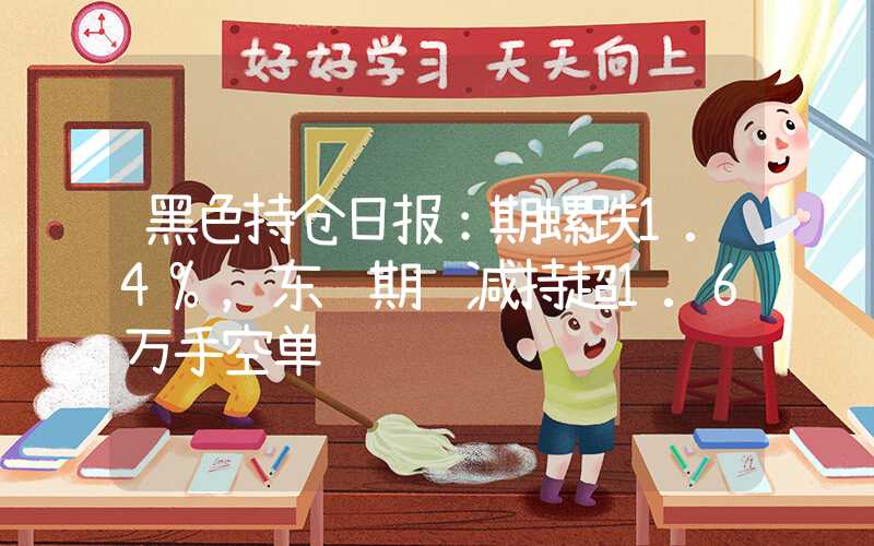 黑色持仓日报：期螺跌1.4%，东证期货减持超1.6万手空单