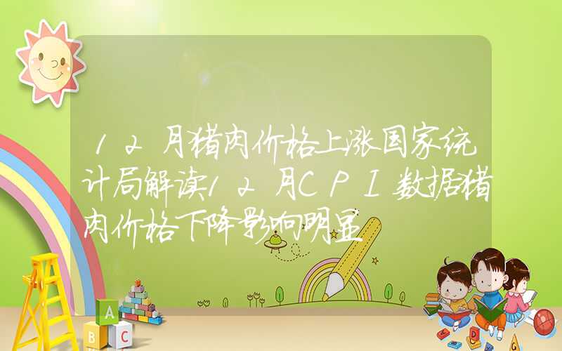 12月猪肉价格上涨国家统计局解读12月CPI数据猪肉价格下降影响明显