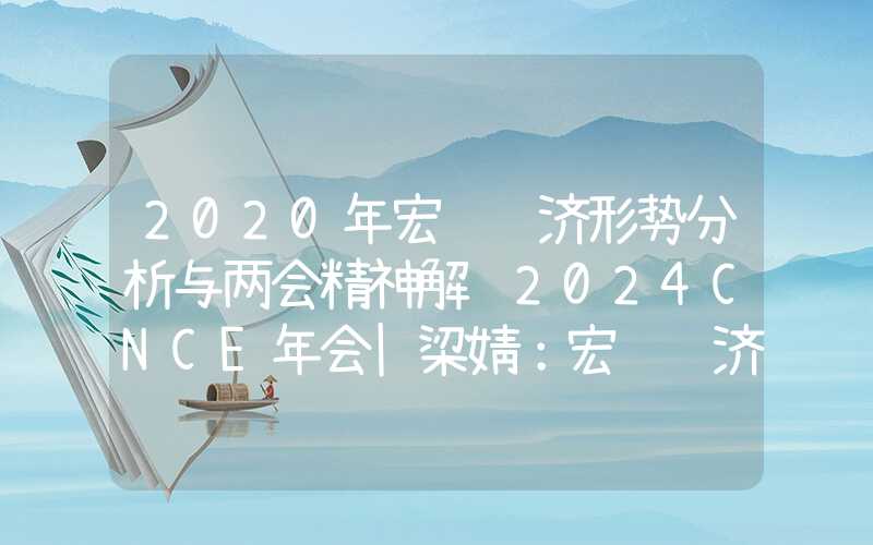 2020年宏观经济形势分析与两会精神解读2024CNCE年会|梁婧：宏观经济形势分析与展望