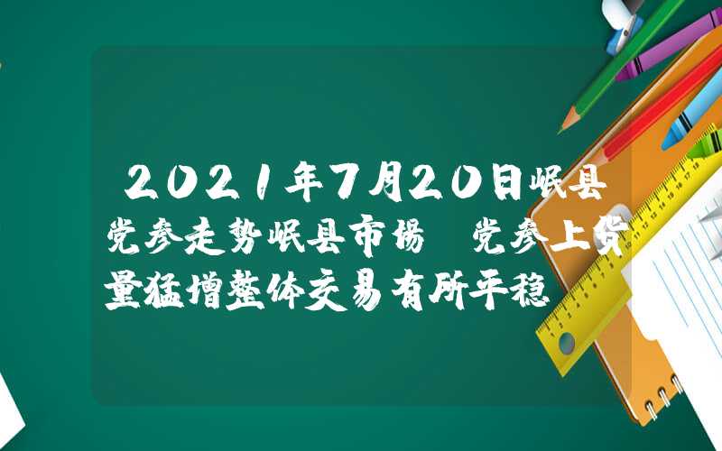 2021年7月20日岷县党参走势岷县市场：党参上货量猛增整体交易有所平稳