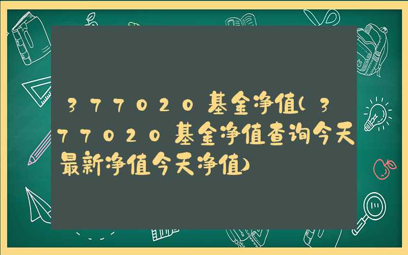 377020基金净值（377020基金净值查询今天最新净值今天净值）