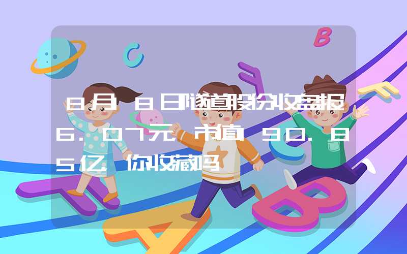 8月18日隧道股份收盘报6.07元，市值190.85亿，你收藏吗