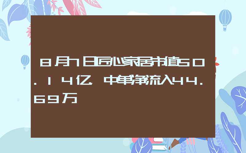 8月7日匠心家居市值50.14亿，中单净流入44.69万