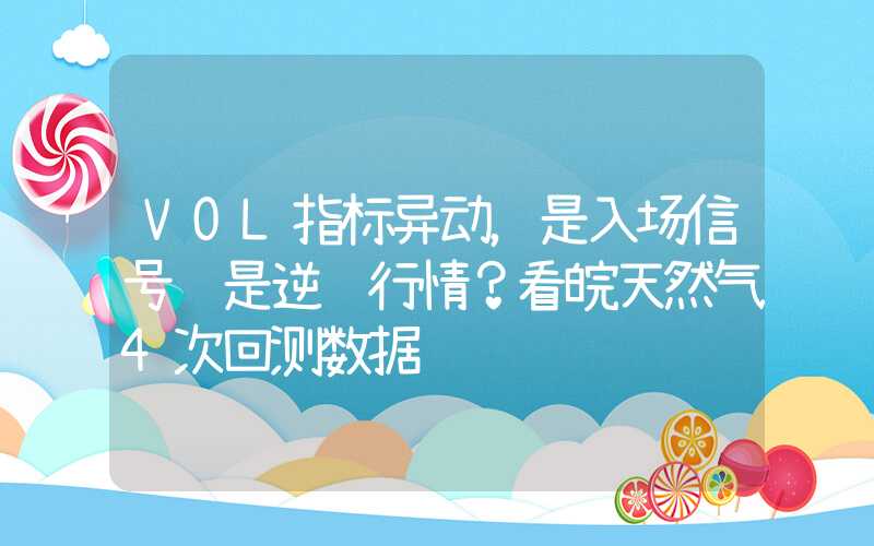 VOL指标异动，是入场信号还是逆转行情？看皖天然气4次回测数据