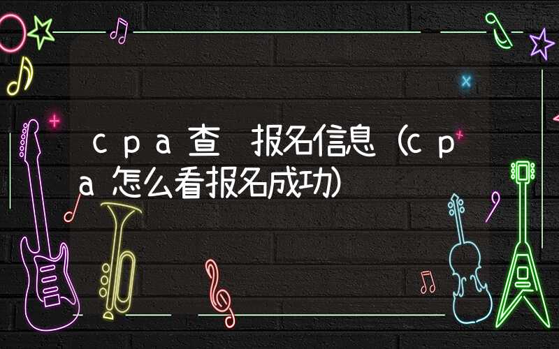 cpa查询报名信息（cpa怎么看报名成功）