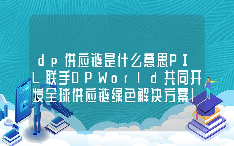 dp供应链是什么意思PIL联手DPWorld共同开发全球供应链绿色解决方案|航运界