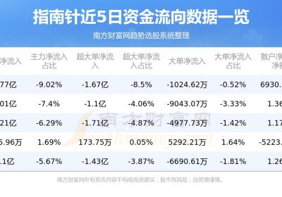 8月18日资金流向|指南针资金流向查询