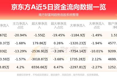 【8月18日资金流向】京东方A资金流向一览表